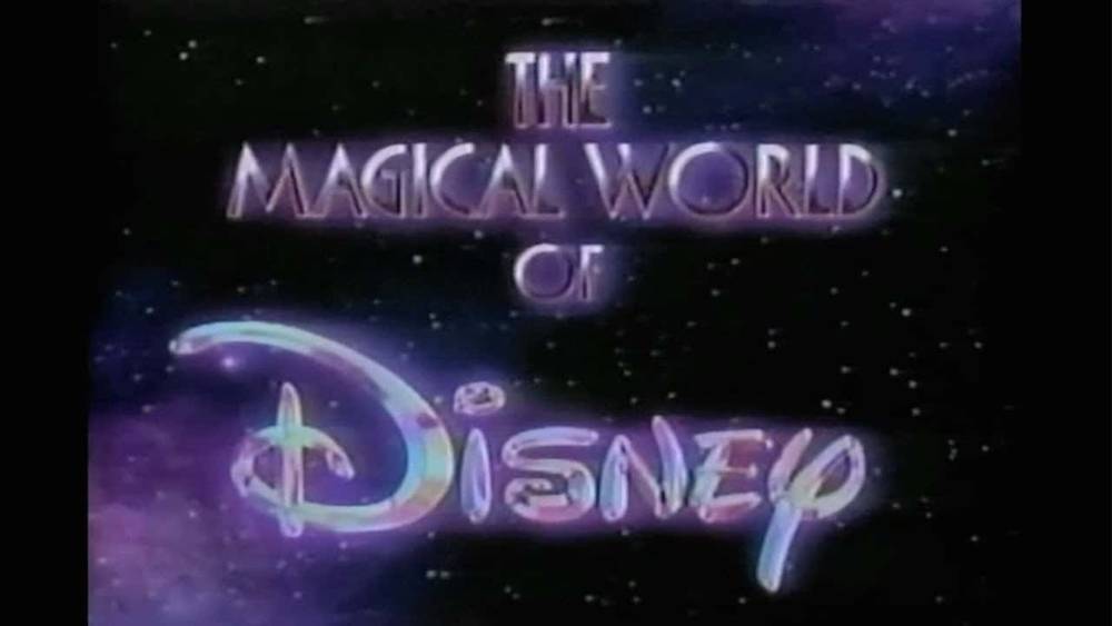 Titre "le monde magique de Disney" en texte stylisé sur fond de ciel étoilé.