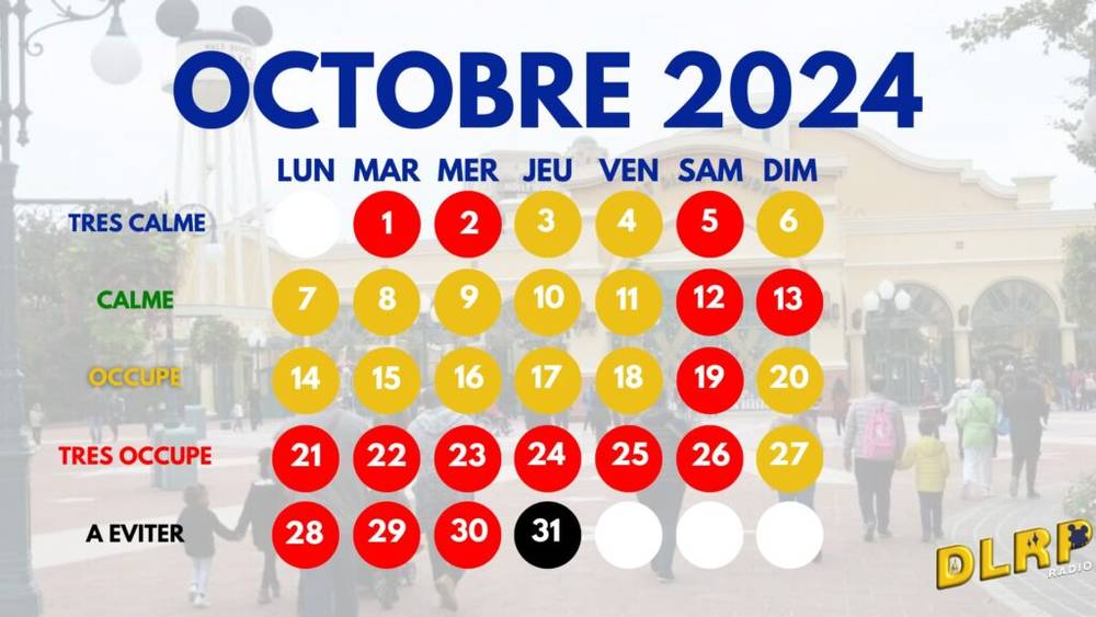 Calendrier d'octobre 2020 avec détails de fréquentation.