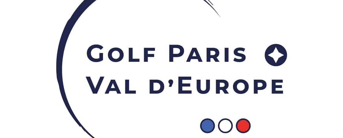 Logo des étapes du Golf Paris Val d'Europe, comportant le nom entouré d'un anneau bleu marine, accompagné d'une icône étoile et de trois points colorés : bleu, blanc et rouge.