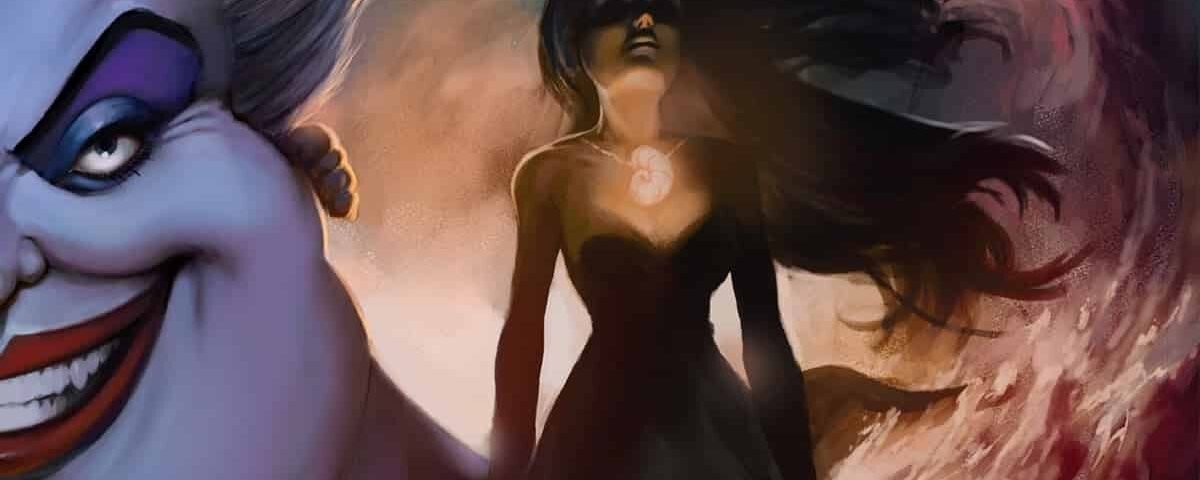 Couverture du livre "Pauvre Âme en Perdition" de Serena Valentino mettant en vedette Ursula de Disney au premier plan avec une représentation dramatique d'une sirène enveloppée dans