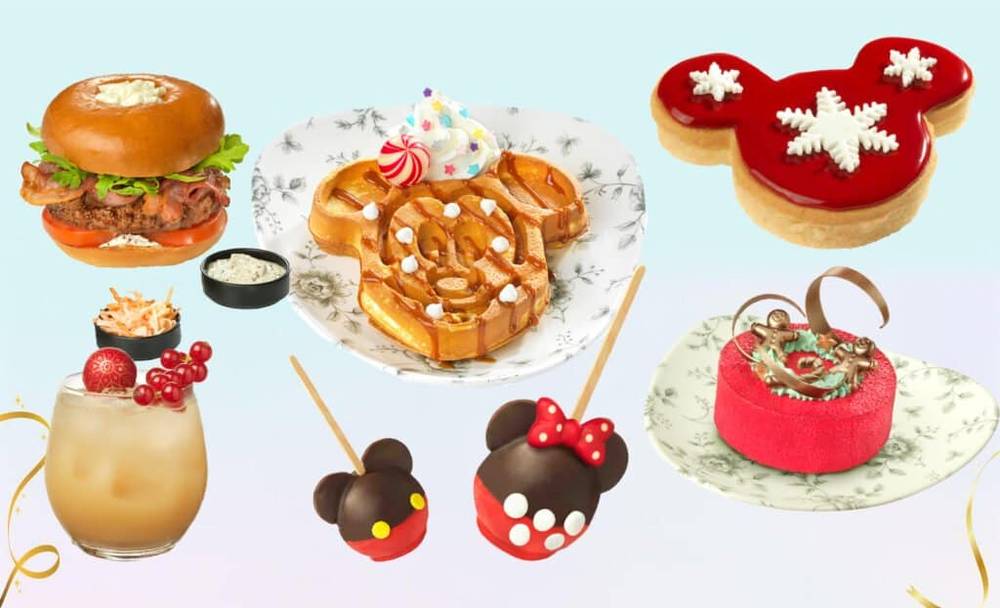 Une variété de desserts avec Mickey Mouse et les personnages Disney à Disneyland.
