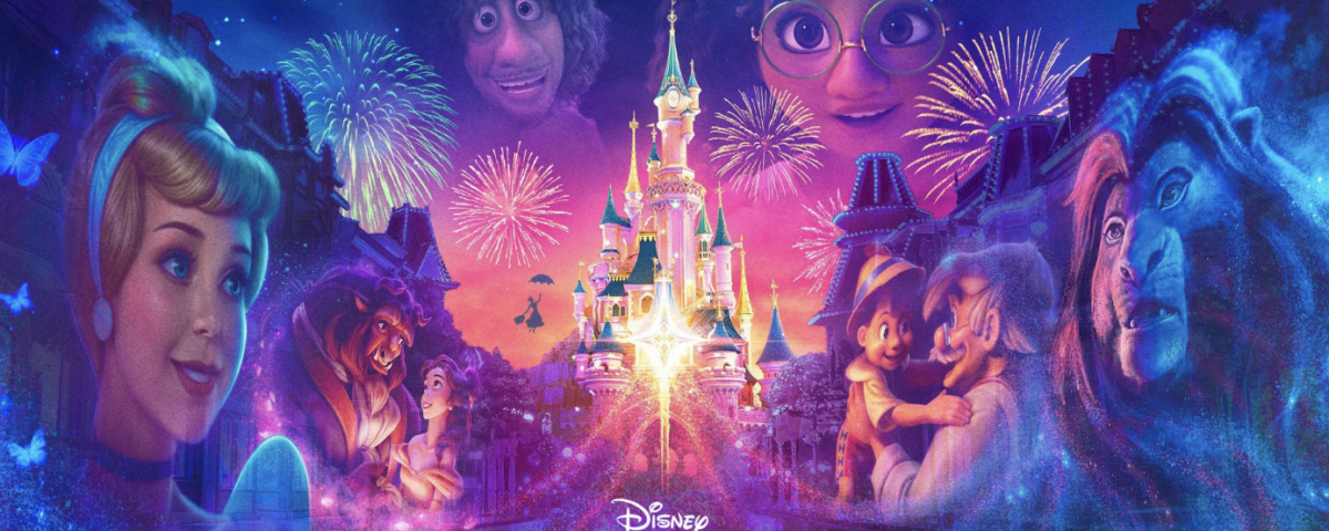 L'affiche 2025 de « Tales of Magic » à Disneyland Paris met en scène un feu d'artifice au-dessus du château, avec divers personnages Disney dans un décor magique. Découvrez-en plus sur cet événement enchanteur sur Insidears pour une expérience inoubliable.