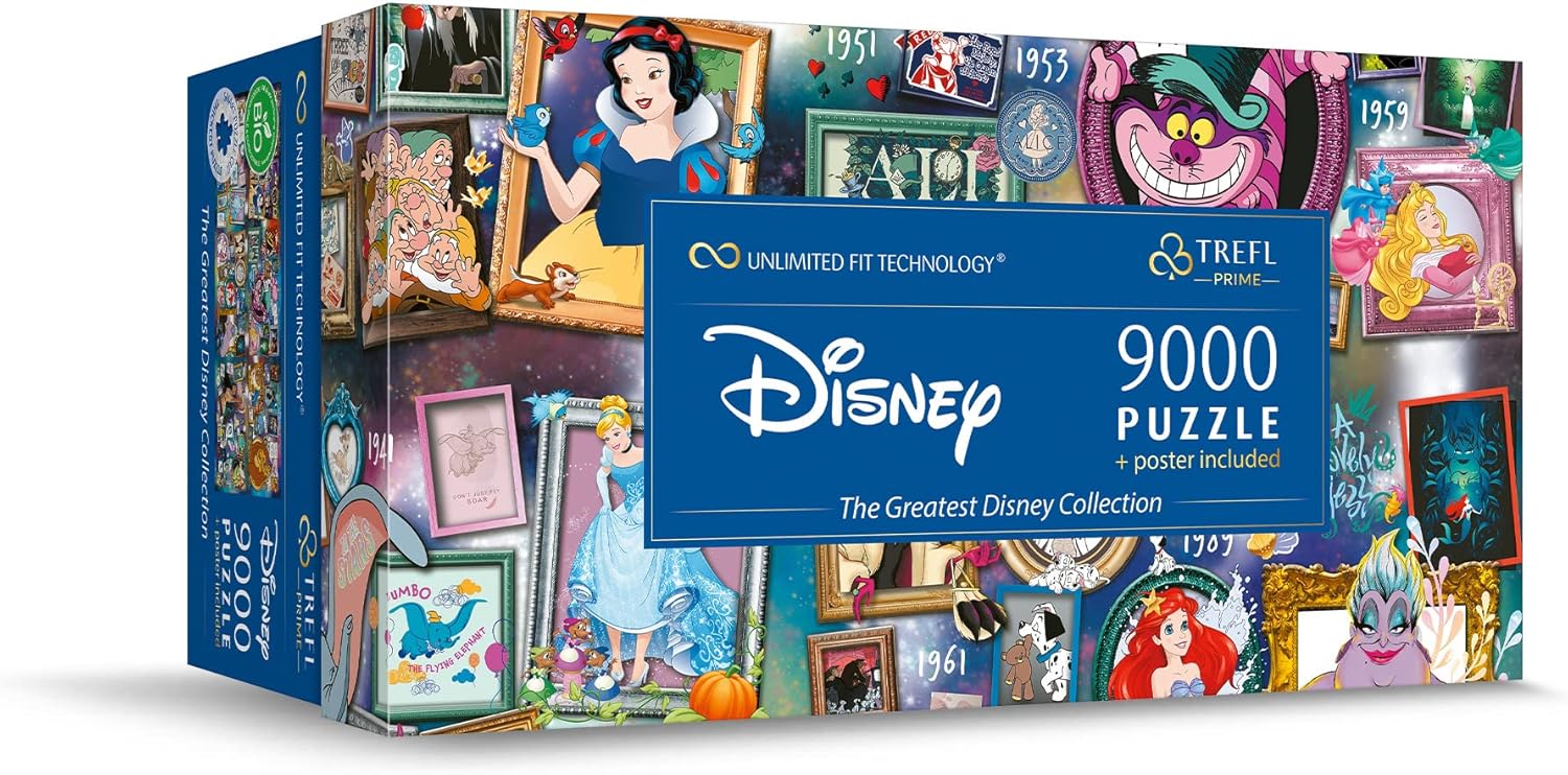 Trefl Prime - Puzzle UFT: Disney, The Greatest Disney Collection 9000 pcs, Grand Puzzle, BIO, EKO, Collage avec des Personnages de Contes Fées, Divertissement pour Enfants à Partir 12 Ans 81020