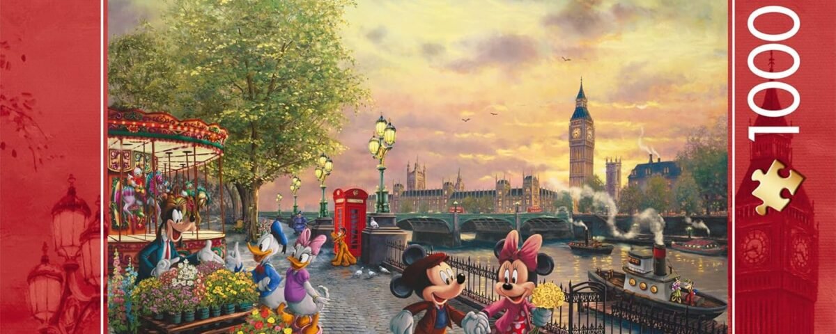 Schmidt Spiele 58044 Puzzle 1000 pièces Thomas Kinkade Disney Mickey et Minnie à Londres, Multicolore
