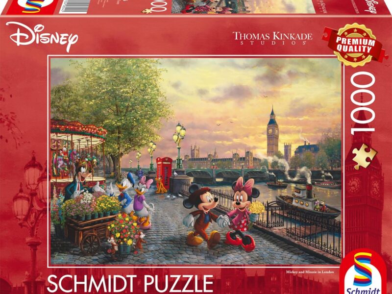 Schmidt Spiele 58044 Puzzle 1000 pièces Thomas Kinkade Disney Mickey et Minnie à Londres, Multicolore