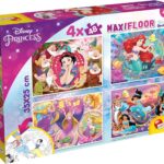 Lisciani - DISNEY PRINCESSES - 4 Puzzles pour Enfants dès 4 ans - 4 x 48 pièces - MaxiFloor 35x25 cm - Puzzles 2 en 1 - Double Face avec Verso à Colorier - Jeux Educatifs Favorisant la Concentration