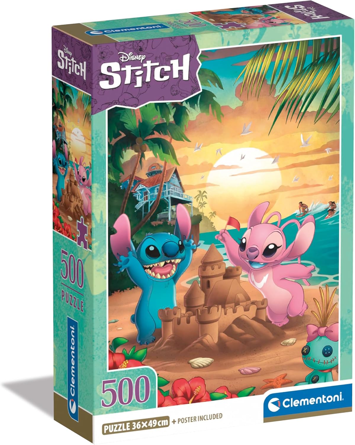 Clementoni Puzzle Disney Stitch 500 Pièces, Puzzle pour Adultes 14-99 Ans, Fabriqué en Italie, 35547