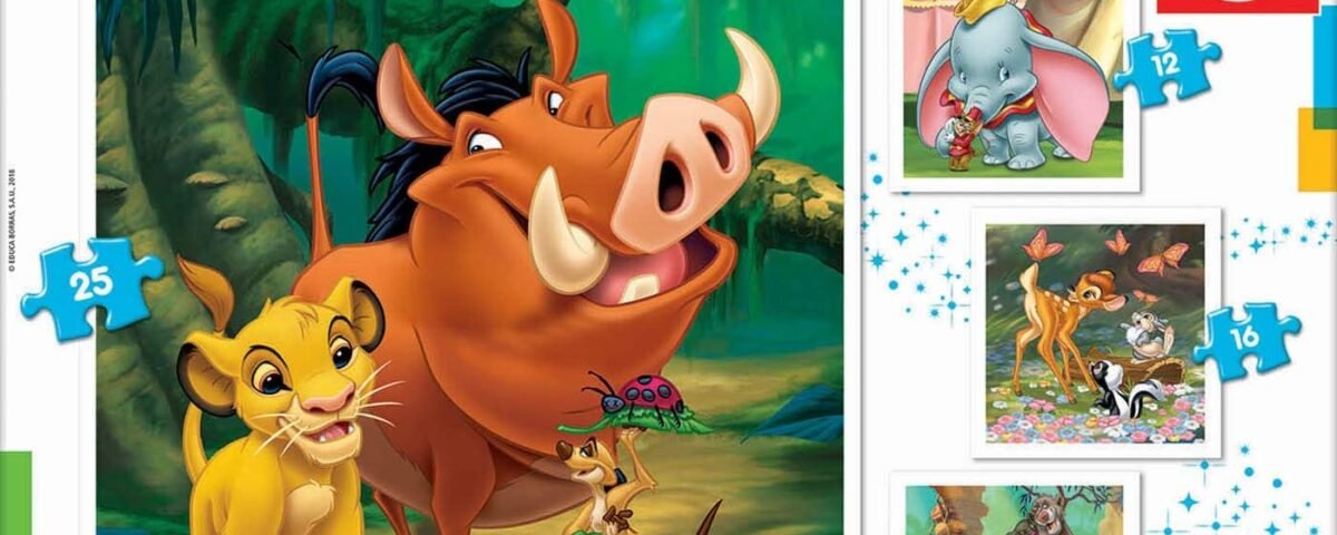 Educa - Animaux Disney. 4 Puzzles Enfant Progressifs, 12/16/20/25 pièces. Recommandé à partir de 3 Ans (18104)