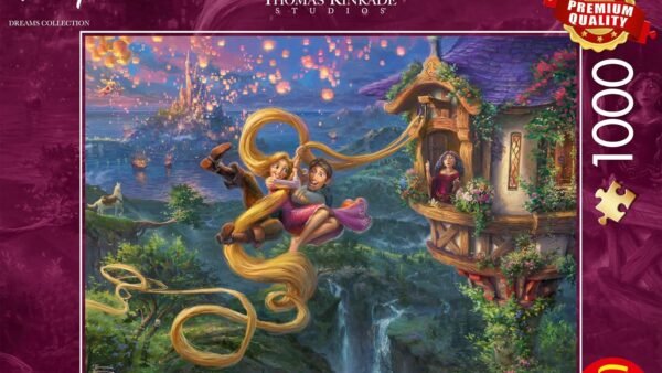 Schmidt Spiele 58034 Thomas Kinkade, Disney, Rapunzel Tangled up in Love, 1000 Teile Puzzle