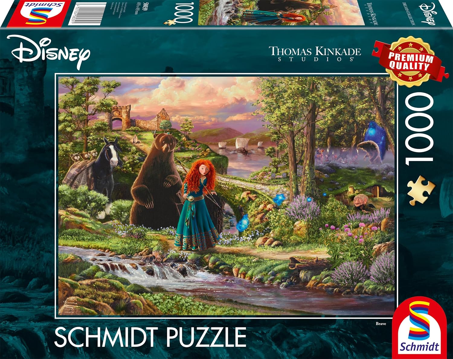 Schmidt Spiele 58039 Puzzle 1000 pièces Disney, Brave, Merida, Thomas Kinkade, Multicolore