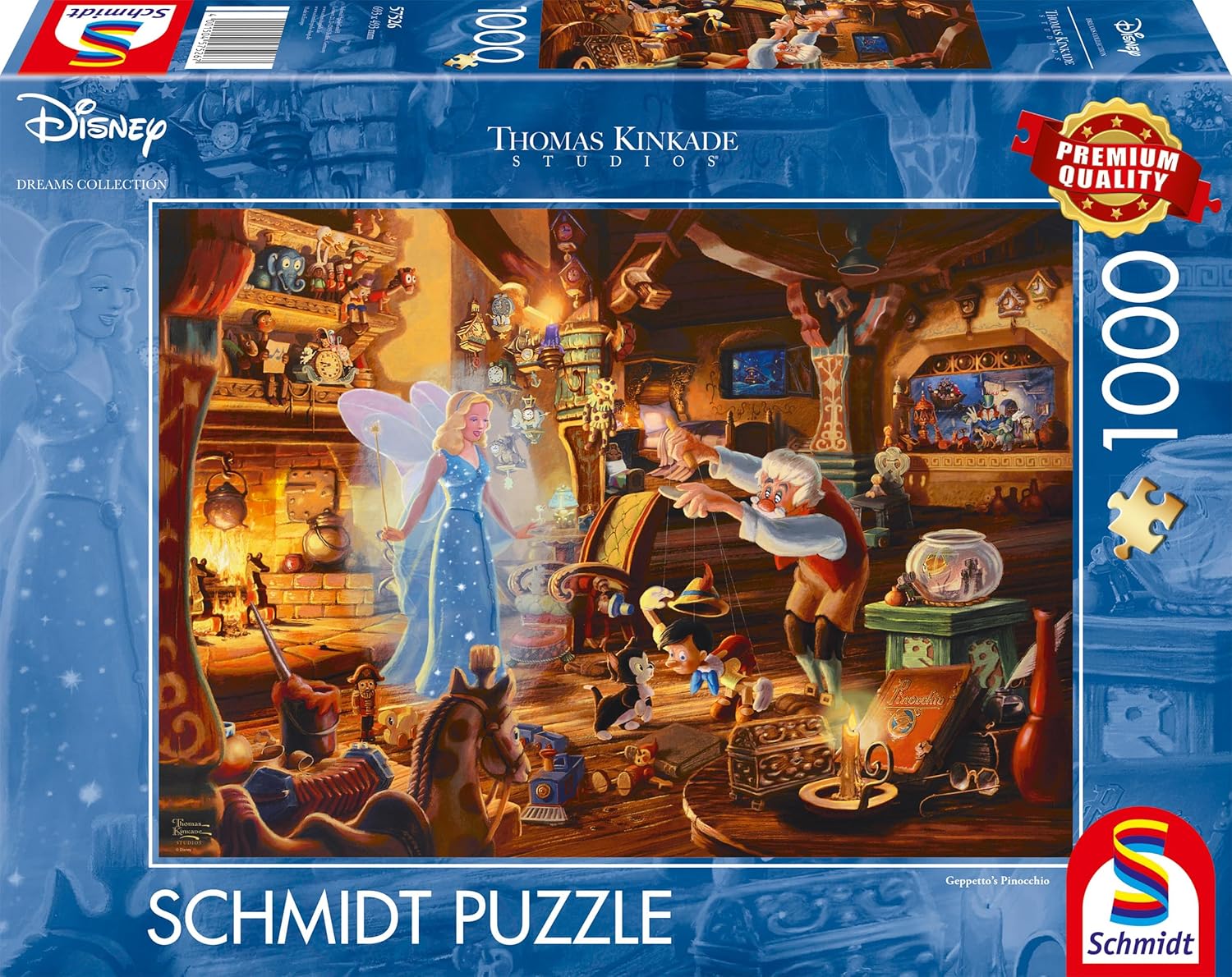 Schmidt Spiele 57526 Thomas Kinkade, Disney, Pinocchio de Geppetto, Puzzle 1000 pièces