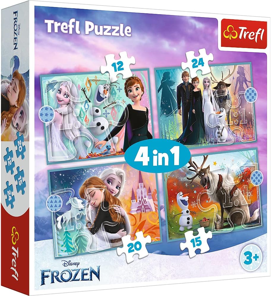 Trefl - Puzzle - Le Monde Incroyable La Reine des neiges Disney Frozen 2 4 Sets pour Les Enfants à partir de 3 Ans