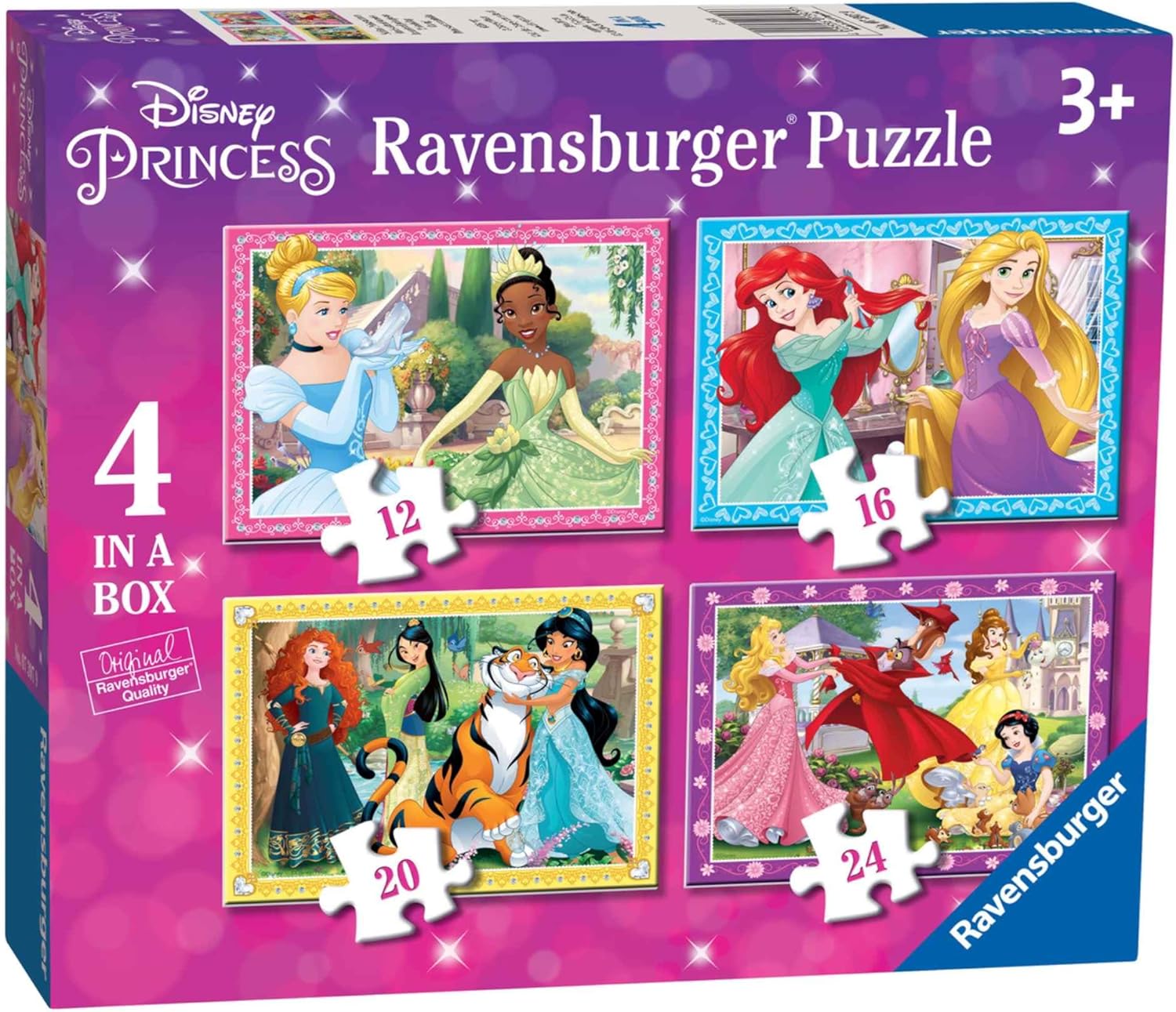Ravensburger Disney Princess-4 in Box (12, 16, 20, 24 Piece) Jigsaw Puzzles For Kids Age 3 Years and Up