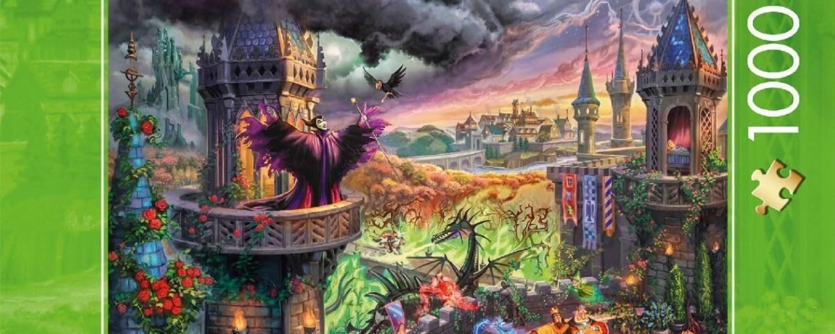 Schmidt Spiele- Thomas Kinkade Maleficent 58029, Disney, Maléfique, 1000 Teile Puzzle, Noir Blanc 1877, Taille Unique