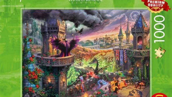 Schmidt Spiele- Thomas Kinkade Maleficent 58029, Disney, Maléfique, 1000 Teile Puzzle, Noir Blanc 1877, Taille Unique