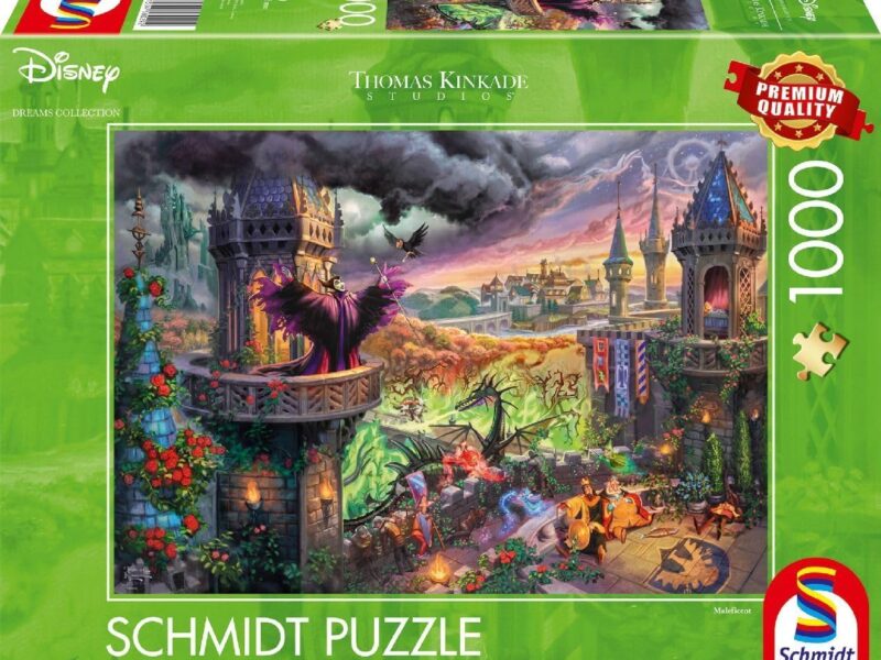 Schmidt Spiele- Thomas Kinkade Maleficent 58029, Disney, Maléfique, 1000 Teile Puzzle, Noir Blanc 1877, Taille Unique