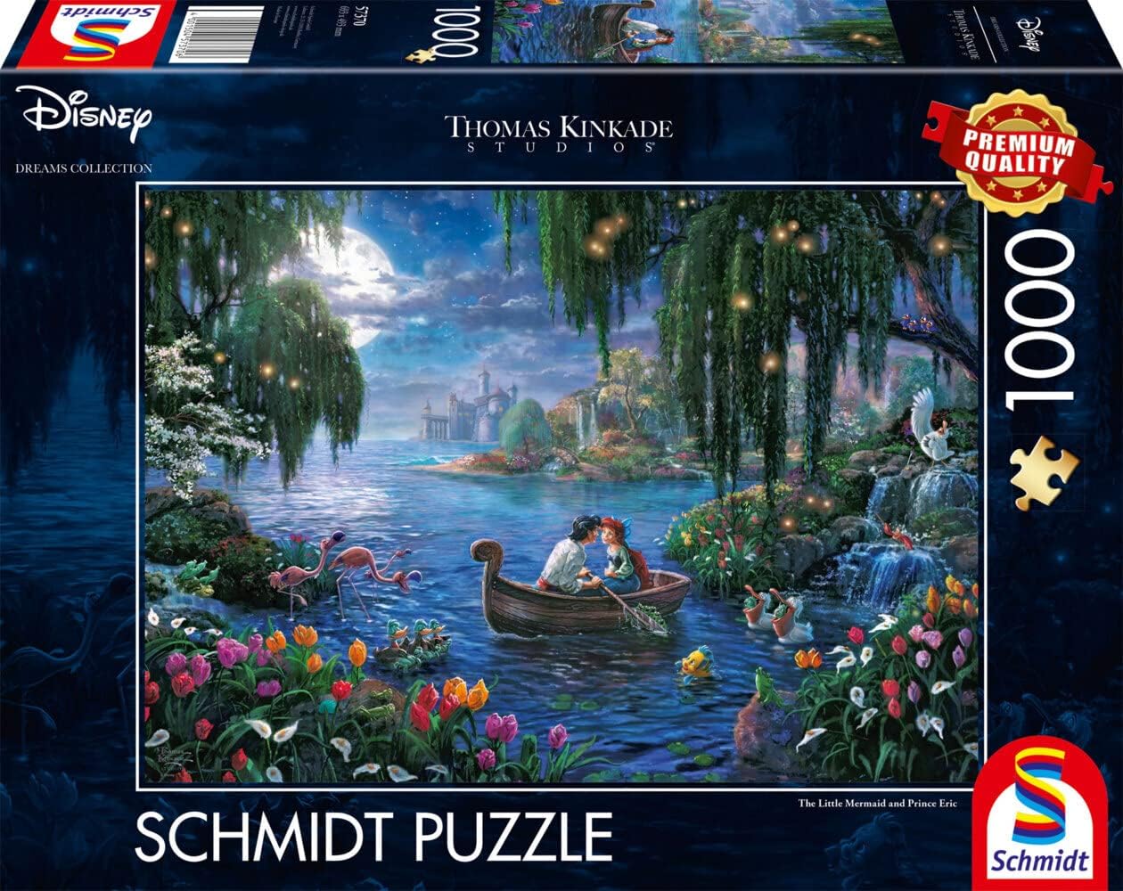 Schmidt Spiele- The Little Mermaid 57370 Thomas Kinkade Disney La Petite Sirène et Le Prince Eric Puzzle 1000 pièces, Multicolore, Taille Unique