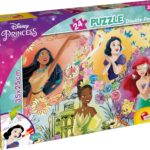 Lisciani - Disney Princesses Puzzle - 24 Pièces- pour Enfant dès 3 Ans- Puzzle avec Double Face à Colorier avec des Princesses Disney Dont Pocahontas, Blanche Neige, Ariel et Tiana
