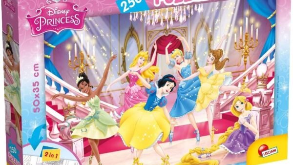 Lisciani - Puzzle Disney Princesses 2 en 1 - 250 pièces - Maxi Puzzle 50 x 35 cm - Double Face avec Verso à Colorier - Pour Enfants dès 6 ans - Feutres Inclus pour Coloriage - Fabriqué En Italie
