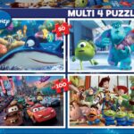 Educa - Pixar Multi Puzzles. 4 Puzzles Progressifs Enfant 50/80/100/150 pièces. +5 Ans. Ref. 15615