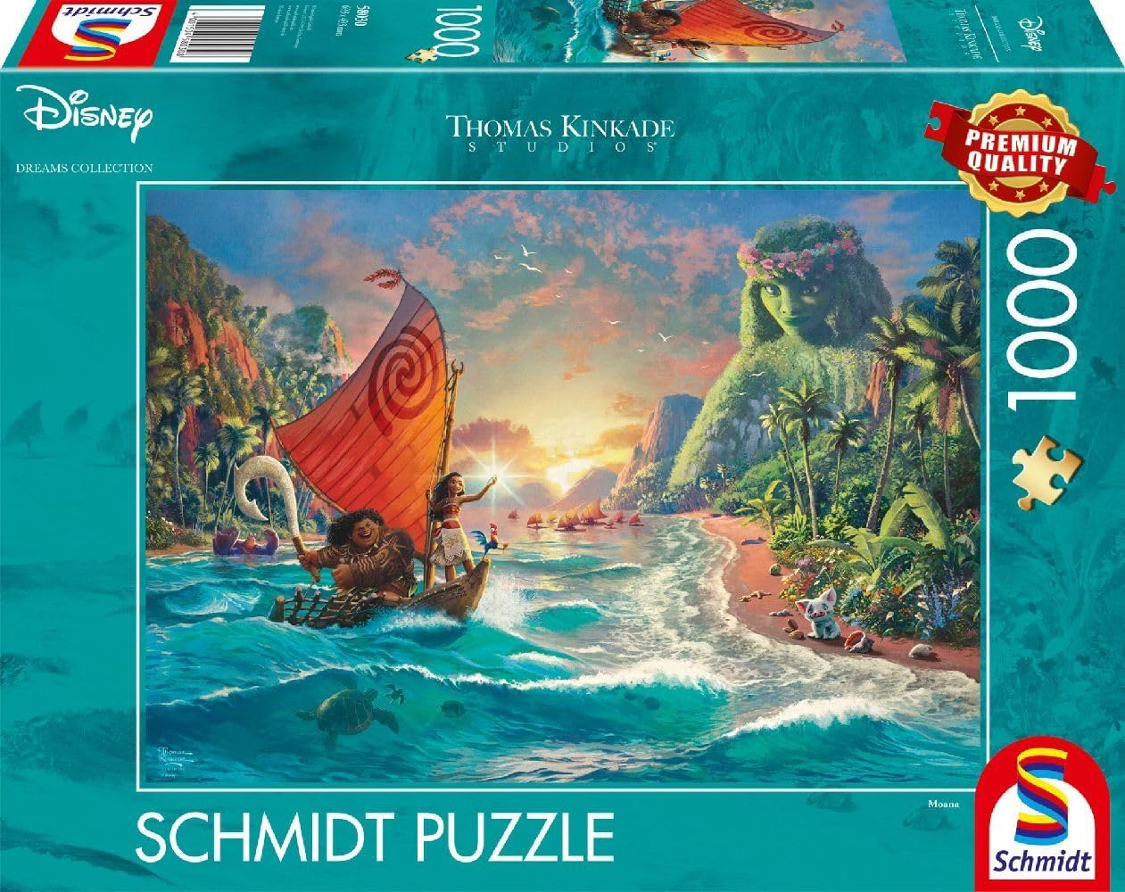 Schmidt Spiele 58030 Thomas Kinkade, Disney, Moana, Moana, 1000 Teile Puzzle, Noir/Blanc