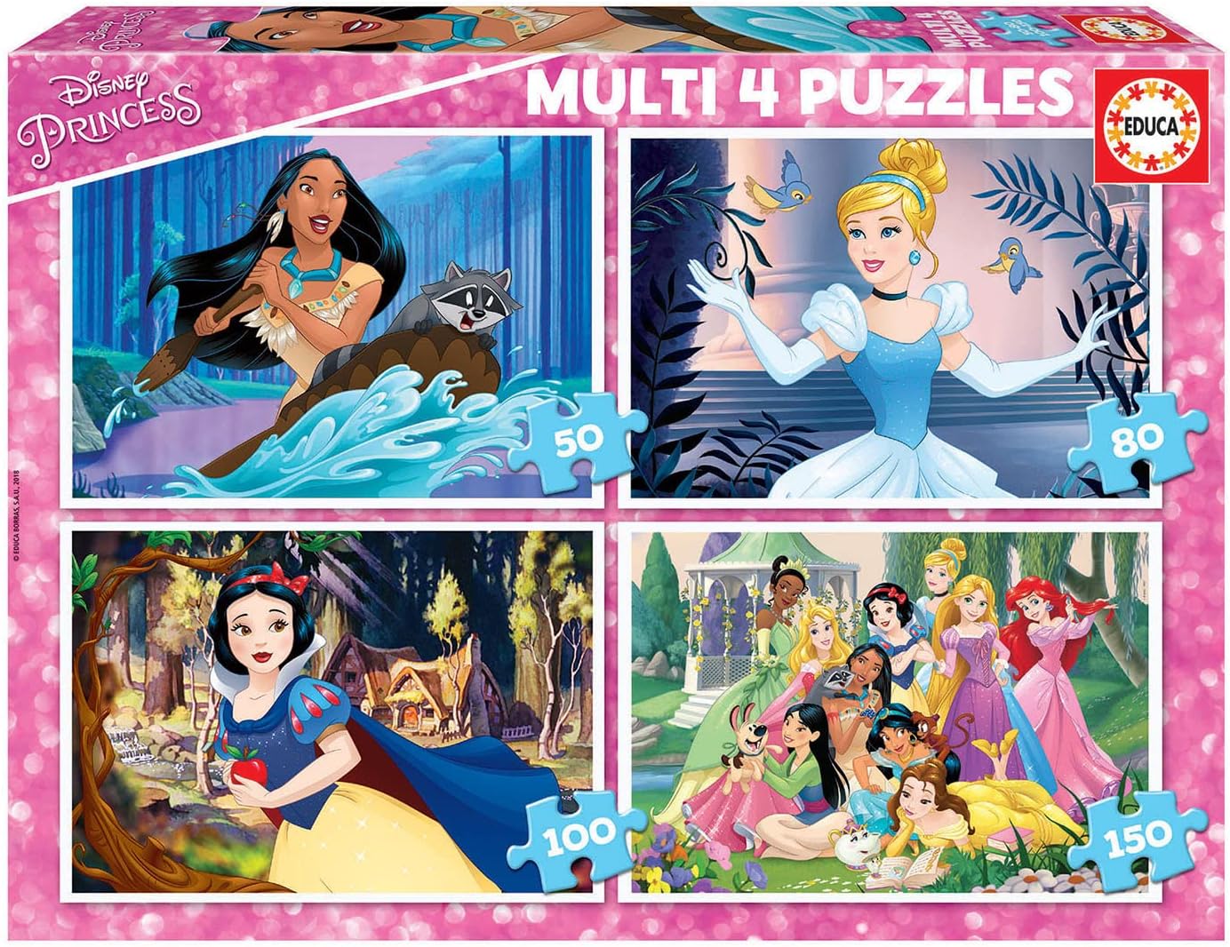 Educa - Princess Multi 4 in 1 Disney Princesses, 17637, Cranberry