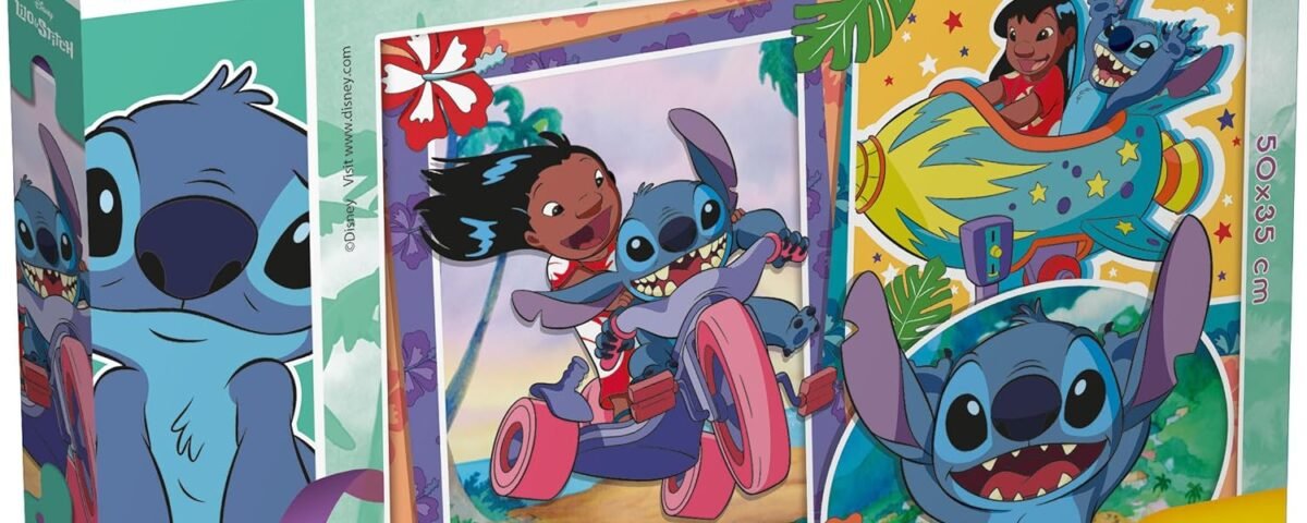 Lisciani - DISNEY LILO & STITCH Puzzle - 250 Pièces - Pour Enfants dès 7 ans - 35x50cm - Puzzle avec Double Face à Colorier - Développe Réflexion et Dextérité - Créativité et apprentissage