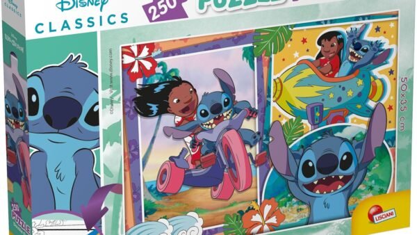 Lisciani - DISNEY LILO & STITCH Puzzle - 250 Pièces - Pour Enfants dès 7 ans - 35x50cm - Puzzle avec Double Face à Colorier - Développe Réflexion et Dextérité - Créativité et apprentissage