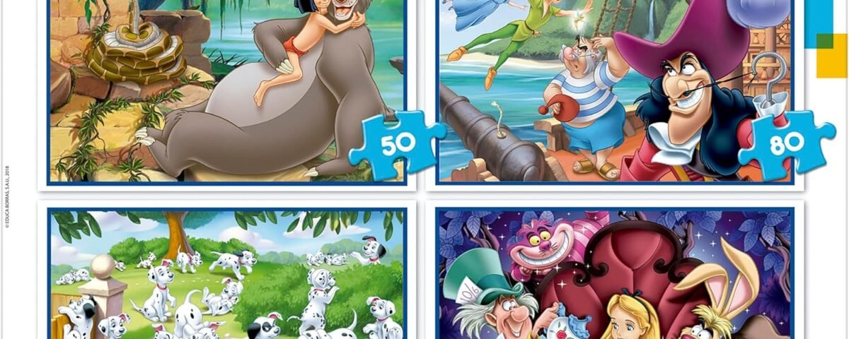 Educa - 4 Puzzles progressifs pour Enfant avec 50/80/100/150 pièces. Multi Puzzles Classiques Disney. Recommandé à partir de 5 Ans (18105)