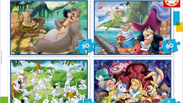 Educa - 4 Puzzles progressifs pour Enfant avec 50/80/100/150 pièces. Multi Puzzles Classiques Disney. Recommandé à partir de 5 Ans (18105)