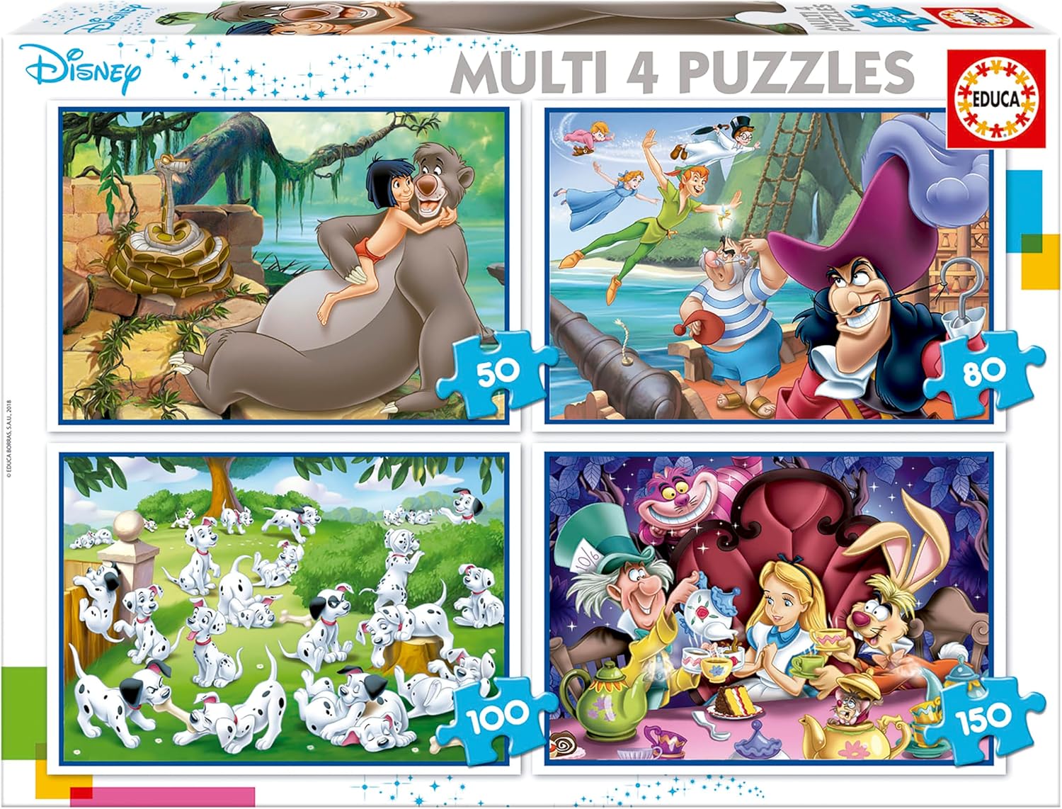 Educa - 4 Puzzles progressifs pour Enfant avec 50/80/100/150 pièces. Multi Puzzles Classiques Disney. Recommandé à partir de 5 Ans (18105)