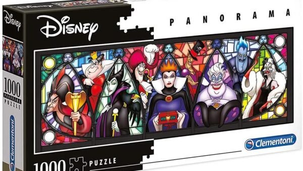 Clementoni - Puzzle Disney Vilains Panorama 1000 Pièces - 10 Ans + - Format 98x33 cm - Haute Qualité - Découpes Précises et Matériaux Recyclés - Jeu de société Adulte - Idée Cadeau