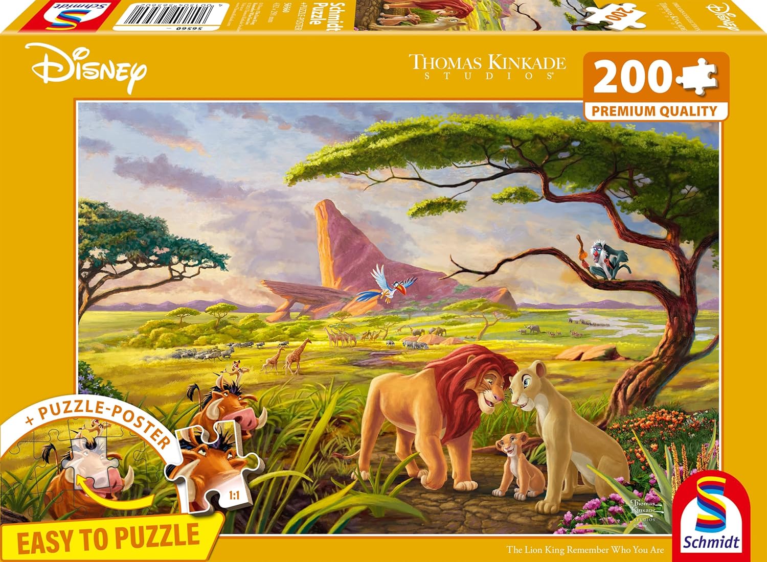 Schmidt Spiele 56560 Thomas Kinkade, Disney, Le Roi Lion, Rappelez-Vous Qui Vous êtes, Puzzle 200 pièces