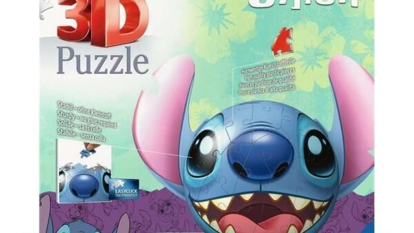 Ravensburger - Puzzle 3D Ball - Disney Stitch - A partir de 6 Ans - 77 pièces numérotées à Assembler sans Colle - Support et Accessoires de Finition Inclus - Diamètre : 13 cm - 11574