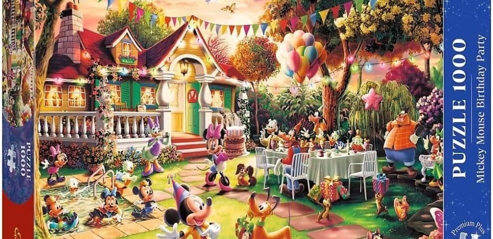 Trefl Qualité Premium Plus - Puzzle Disney, Fête d'anniversaire Mickey Mouse - 1000 pièces, série de puzzles de personnages, pour adultes et enfants à partir de 14 ans