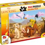 Lisciani - Puzzle Disney 2 en 1 - Roi Lion - Puzzle Géant 70 x 50cm de 24 pièces - Pour Enfants dès 3 ans - Double Face avec Verso à Colorier - Feutres Inclus pour Coloriage - Fabriqué En Italie