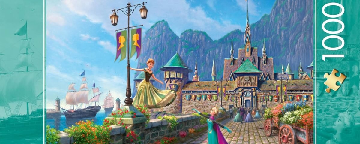 Schmidt Spiele 58042 Thomas Kinkade, Disney, La Reine des Neiges, Célébrer à Arendelle, Puzzle 1000 pièces