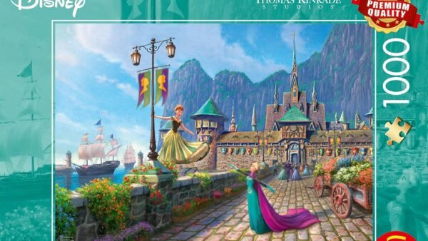 Schmidt Spiele 58042 Thomas Kinkade, Disney, La Reine des Neiges, Célébrer à Arendelle, Puzzle 1000 pièces