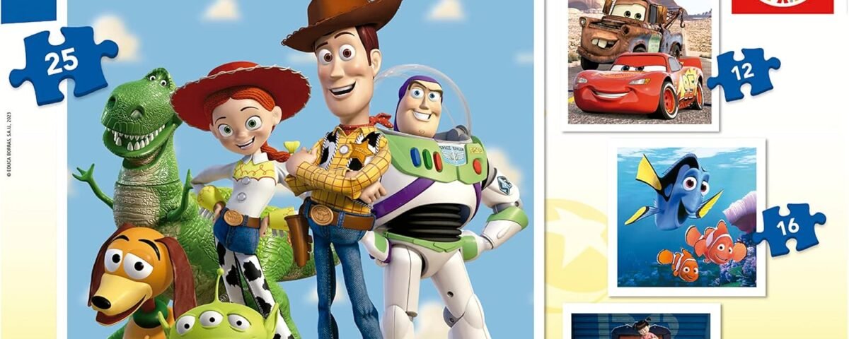 Educa - Pixar Progressifs | Ensemble de 4 Puzzles progressifs pour Enfants de 12 à 25 pièces. Mesurer Une Fois monté: 16 x 16 cm. Composé de Grandes pièces Parfaitement finies. +3 Ans (19681)