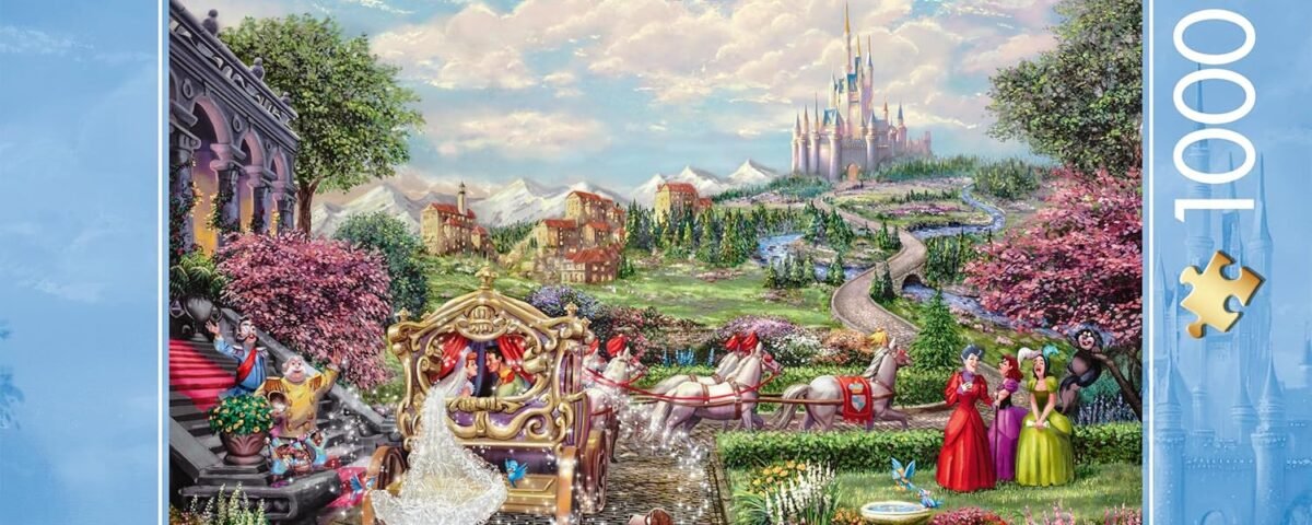 Schmidt Spiele 58038 Disney Cendrillon Happily Ever After Thomas Kinkade Puzzle 1000 pièces, Multicolore