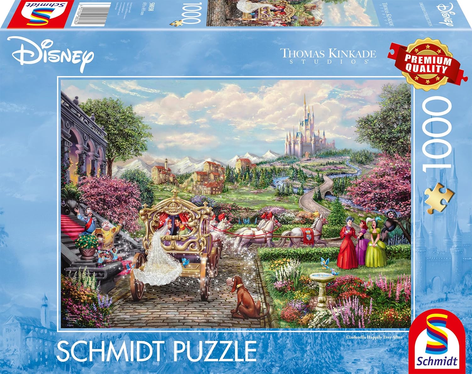 Schmidt Spiele 58038 Disney Cendrillon Happily Ever After Thomas Kinkade Puzzle 1000 pièces, Multicolore