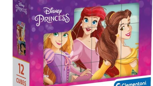 Clementoni - Puzzle 12 pièces, 3 Ans - Disney Princesses- Cube Supercolor, Puzzle pour Enfants 3-5 Ans, Disney, Jeu de société Enfant, Fabriqué en Italie, 41197
