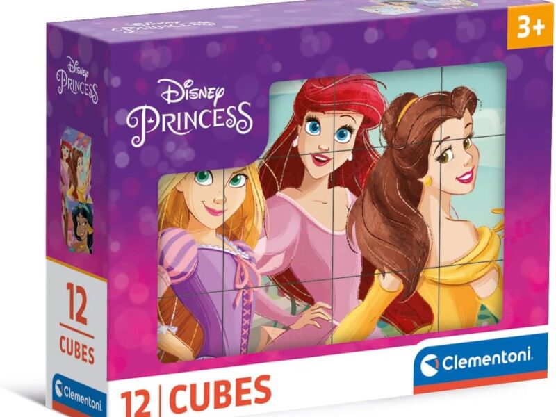 Clementoni - Puzzle 12 pièces, 3 Ans - Disney Princesses- Cube Supercolor, Puzzle pour Enfants 3-5 Ans, Disney, Jeu de société Enfant, Fabriqué en Italie, 41197