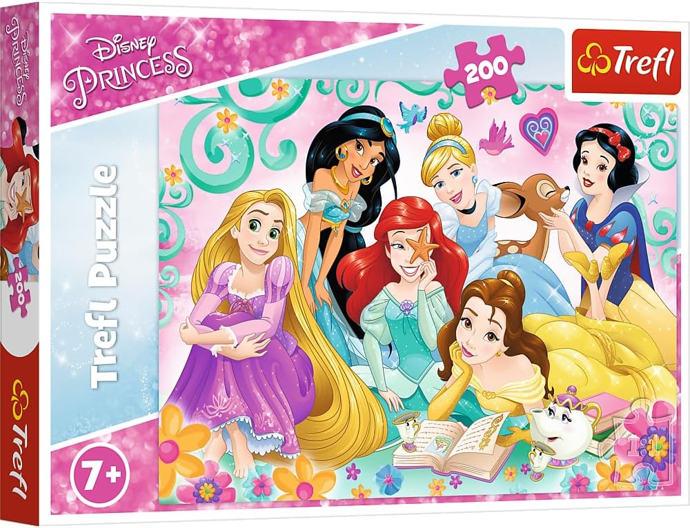 Trefl - Disney Princess, Le Monde Joyeux des Princesses - Puzzle de 200 Pièces - Puzzles Colorés avec Les Princesses de Disney, Divertissement Créatif, pour Les Enfants de 7 Ans et Plus