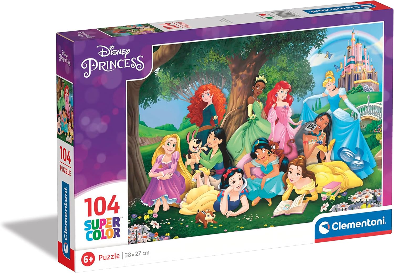 Clementoni - 25743 - Supercolor Puzzle - Disney Princess - 104 Pièces, Puzzle Enfants 6 Ans, Puzzle Dessin Animé - Fabriqué en Italie