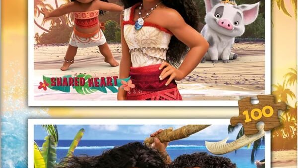 Educa - 2 Puzzles en Carton de 100 pièces avec Les Images de Moana 2, Double Plaisir. Dimensions : 40 x 28 cm. De 6 7 8 Ans (20103)