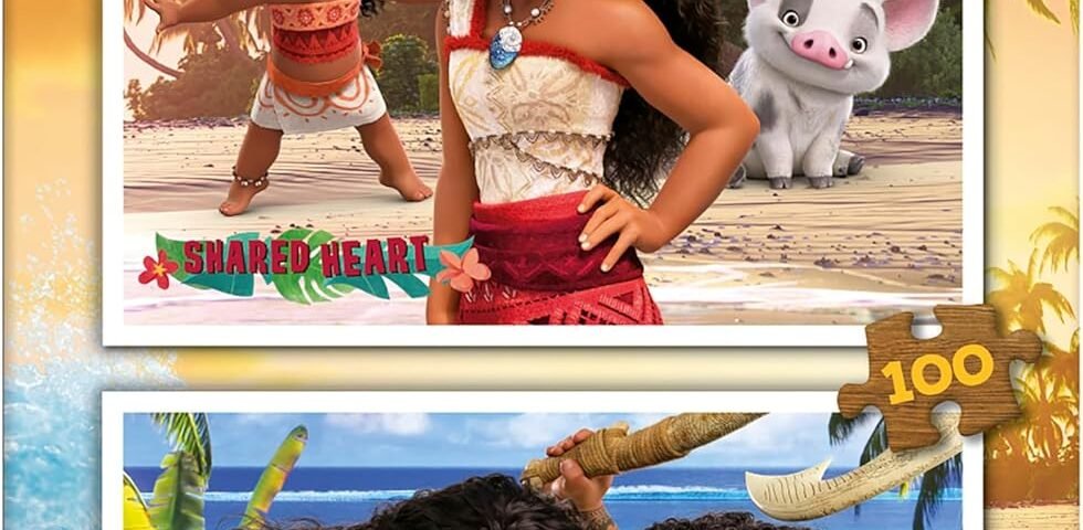 Educa - 2 Puzzles en Carton de 100 pièces avec Les Images de Moana 2, Double Plaisir. Dimensions : 40 x 28 cm. De 6 7 8 Ans (20103)