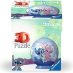 Ravensburger - Puzzle 3D Ball - Disney Stitch & Angel - A partir de 6 ans - 54 pièces numérotées à assembler sans colle - A collectionner - Support inclus - 11599