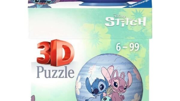 Ravensburger - Puzzle 3D Ball - Disney Stitch & Angel - A partir de 6 ans - 54 pièces numérotées à assembler sans colle - A collectionner - Support inclus - 11599