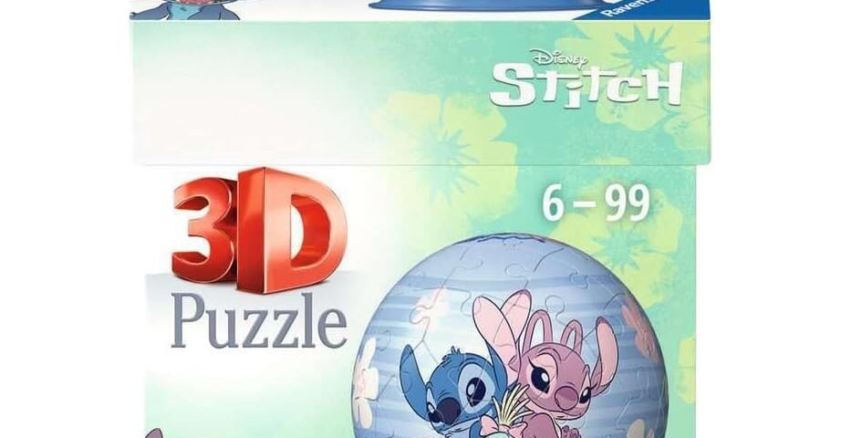 Ravensburger - Puzzle 3D Ball - Disney Stitch & Angel - A partir de 6 ans - 54 pièces numérotées à assembler sans colle - A collectionner - Support inclus - 11599